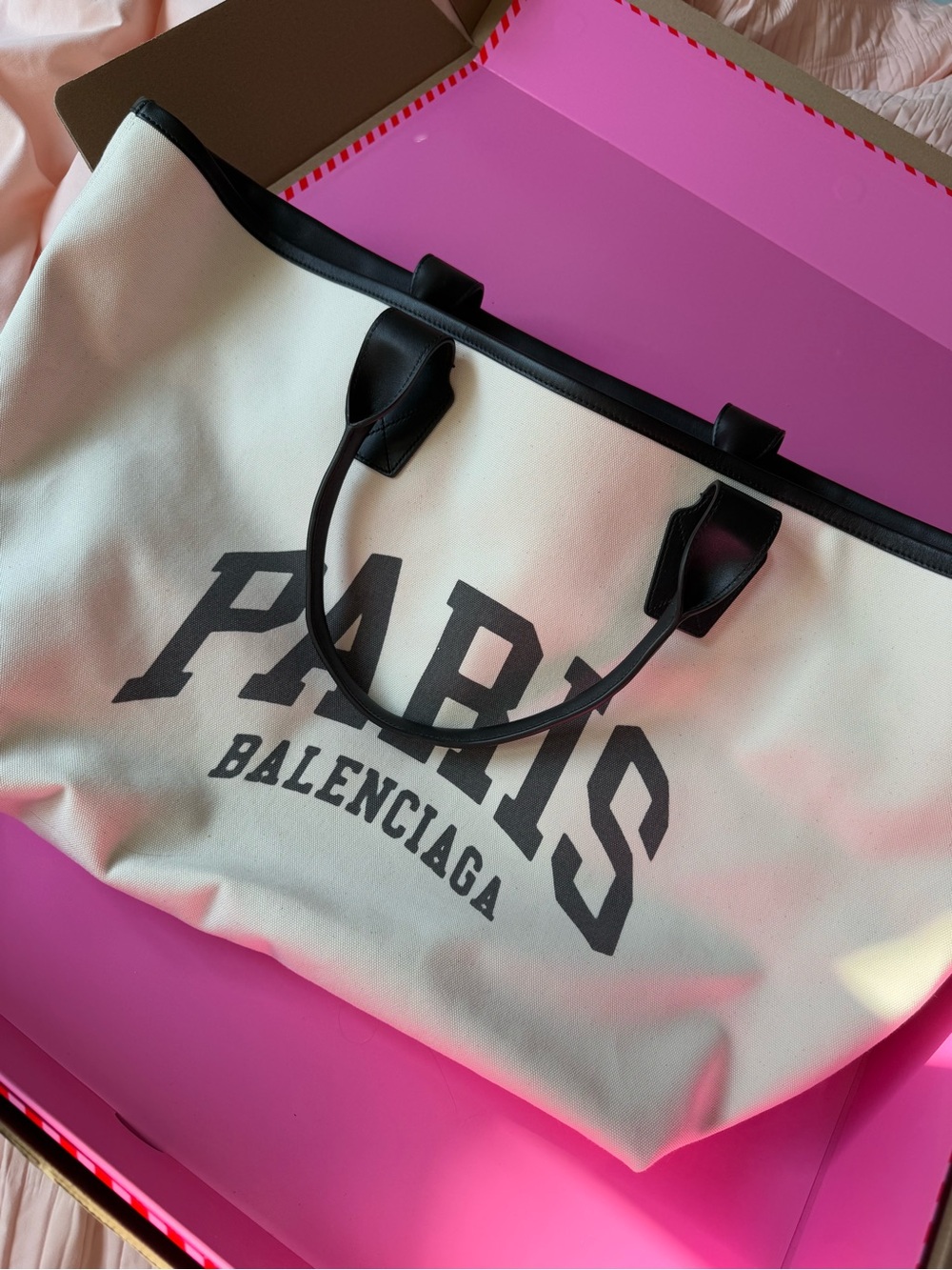 Balenciaga White Canvas PARIS Tote